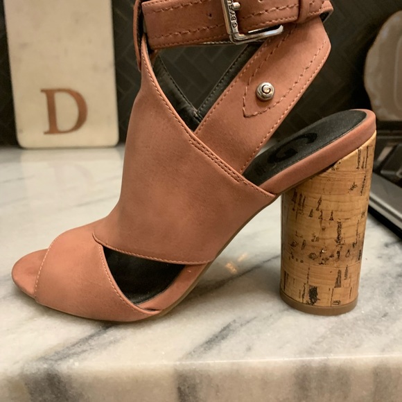 Ladies Cork Heels Dusty Rose / Light Pink Color - Picture 5 of 8